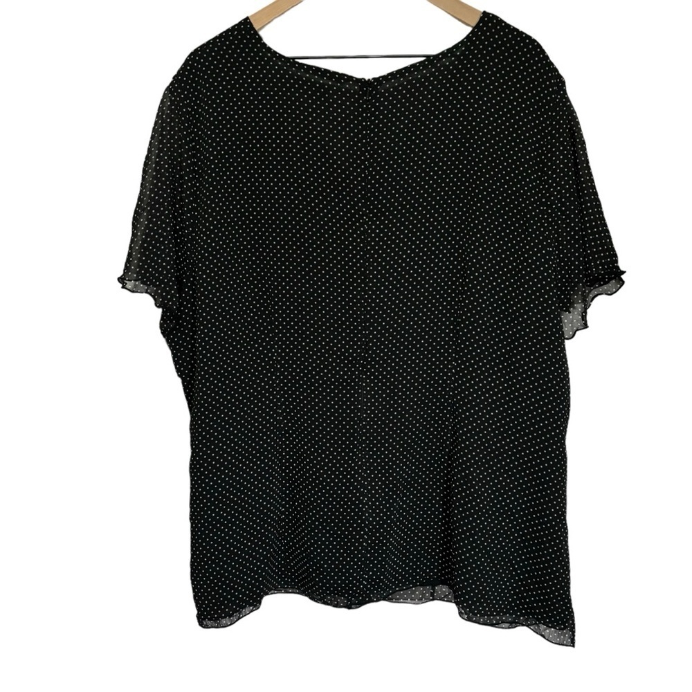 NWT Sag Harbor Blouse Polka Dot Sheer Ruffles V-neck Office Workwear Size 2X - Picture 9 of 14